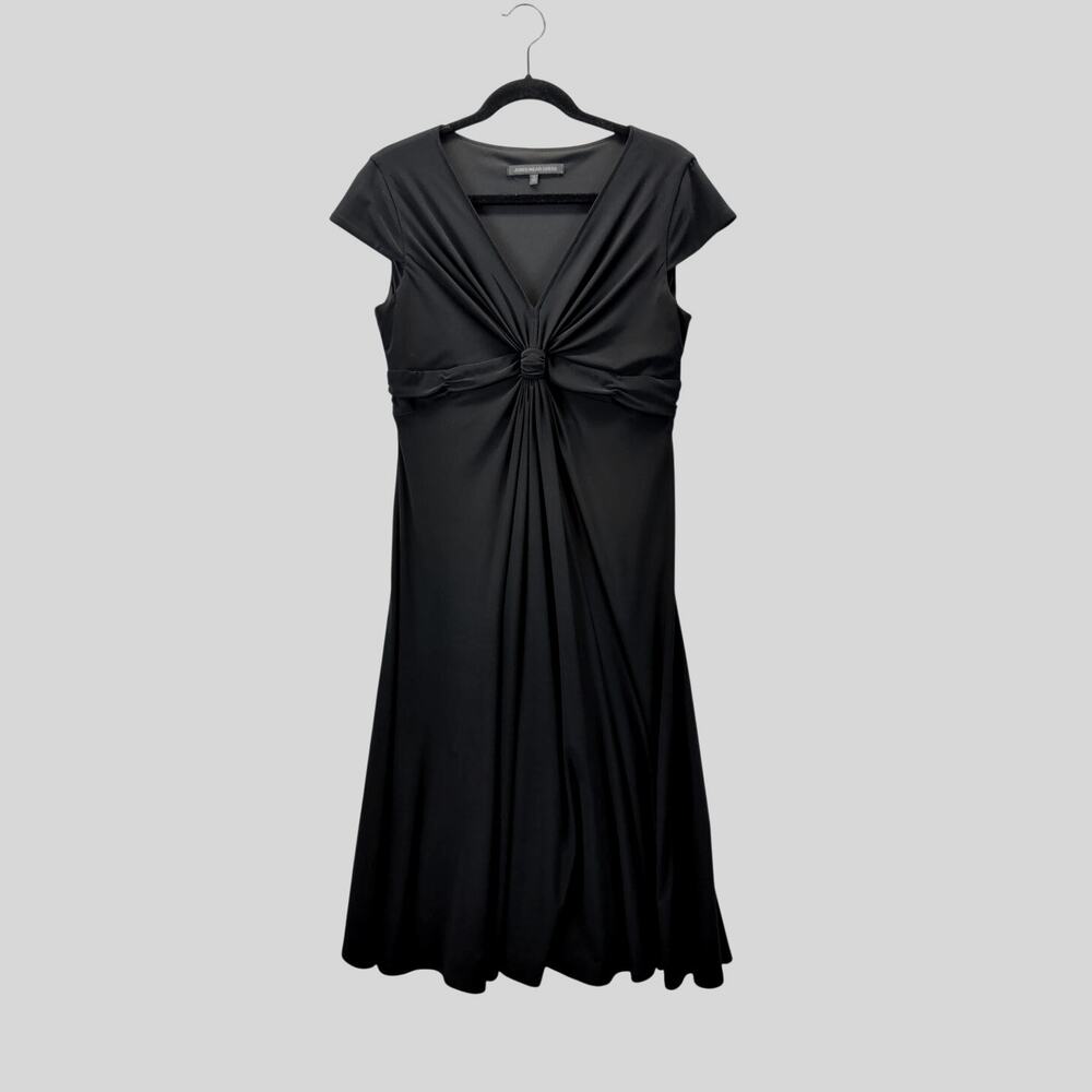 Jones Wear Black V Neck Empire Waist Fit Flare Midi Dress 12